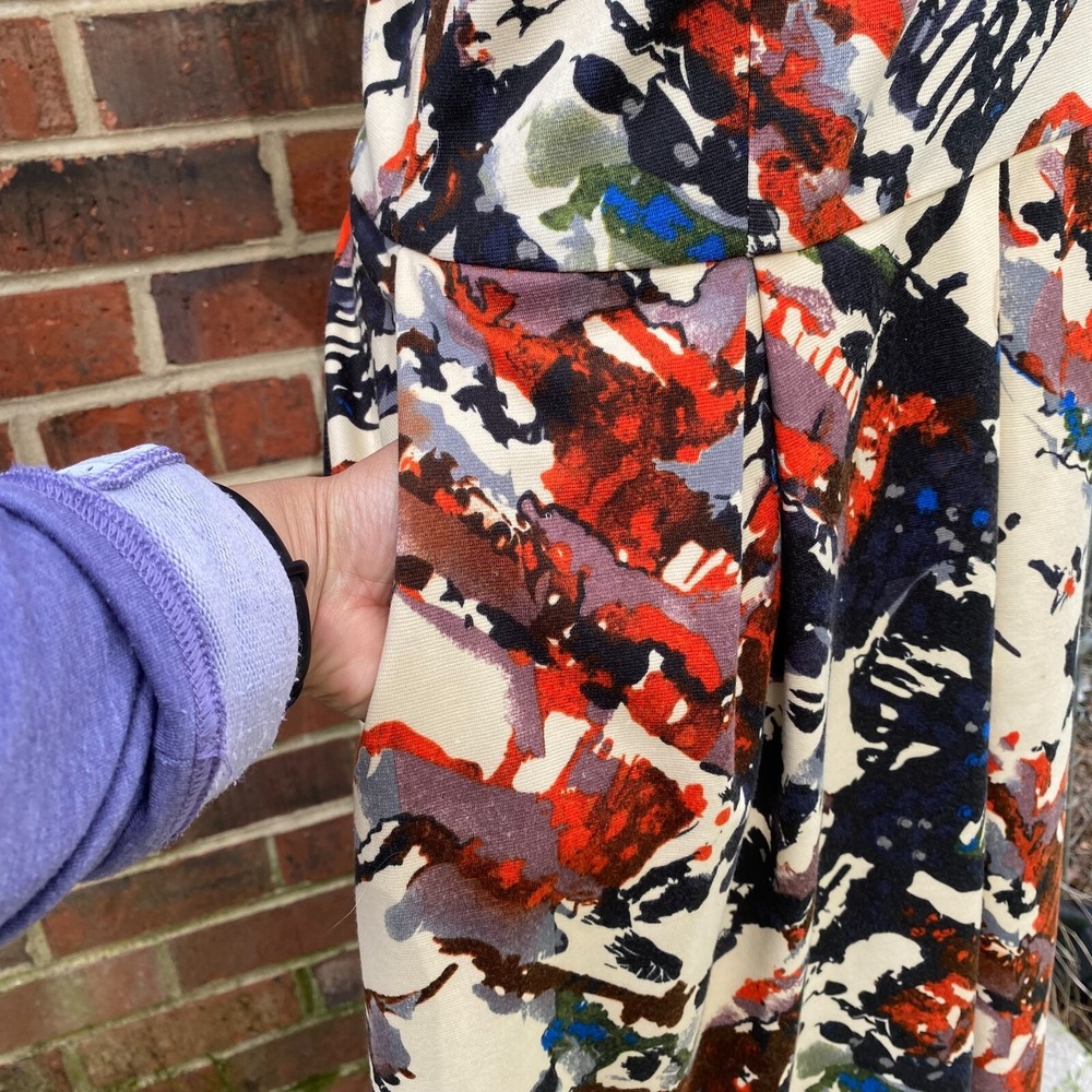 Anthropologie Maeve Fit And Flare Zip Up Pocket Stretchy Colorful Dress,Size M - Picture 13 of 15